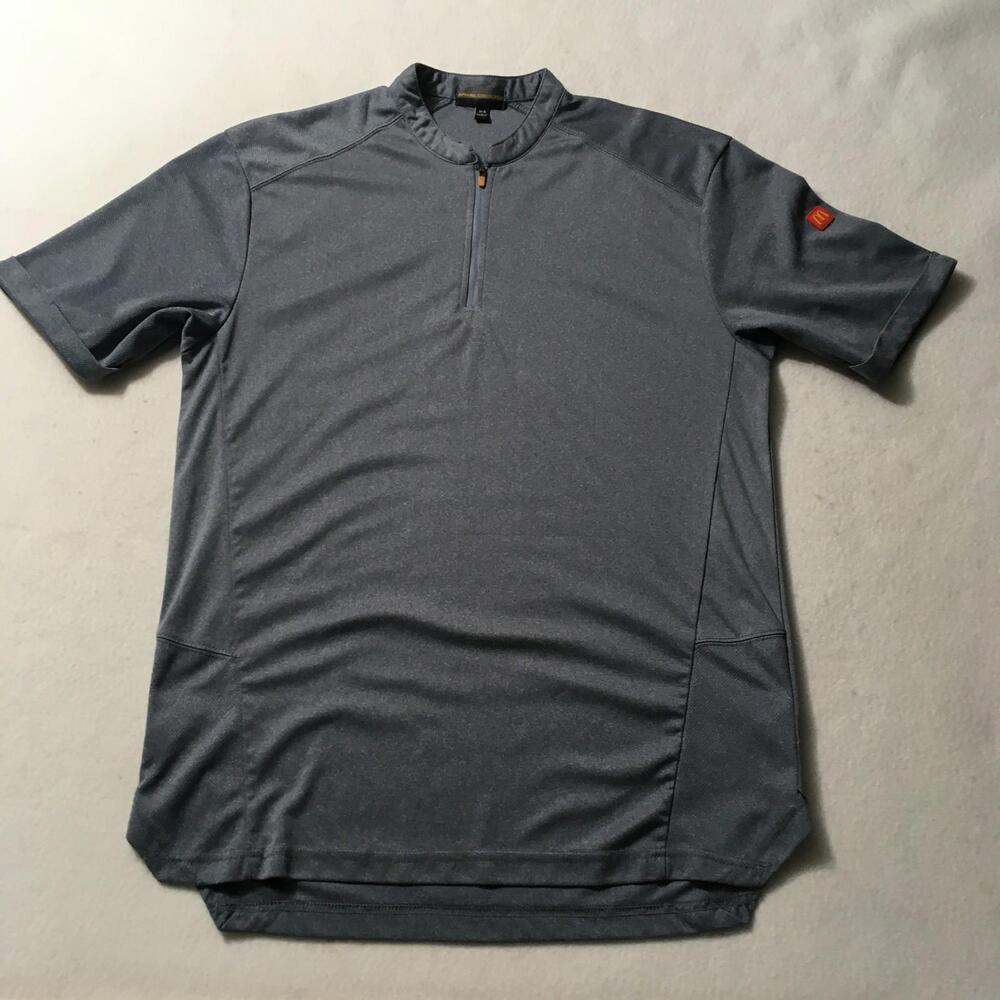 Mcdonalds Crew Shirt Size Medium Blue Quarter Zip Short Sleeve Employee Uniform